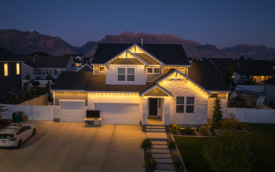 Austin home after permanent lighting installation