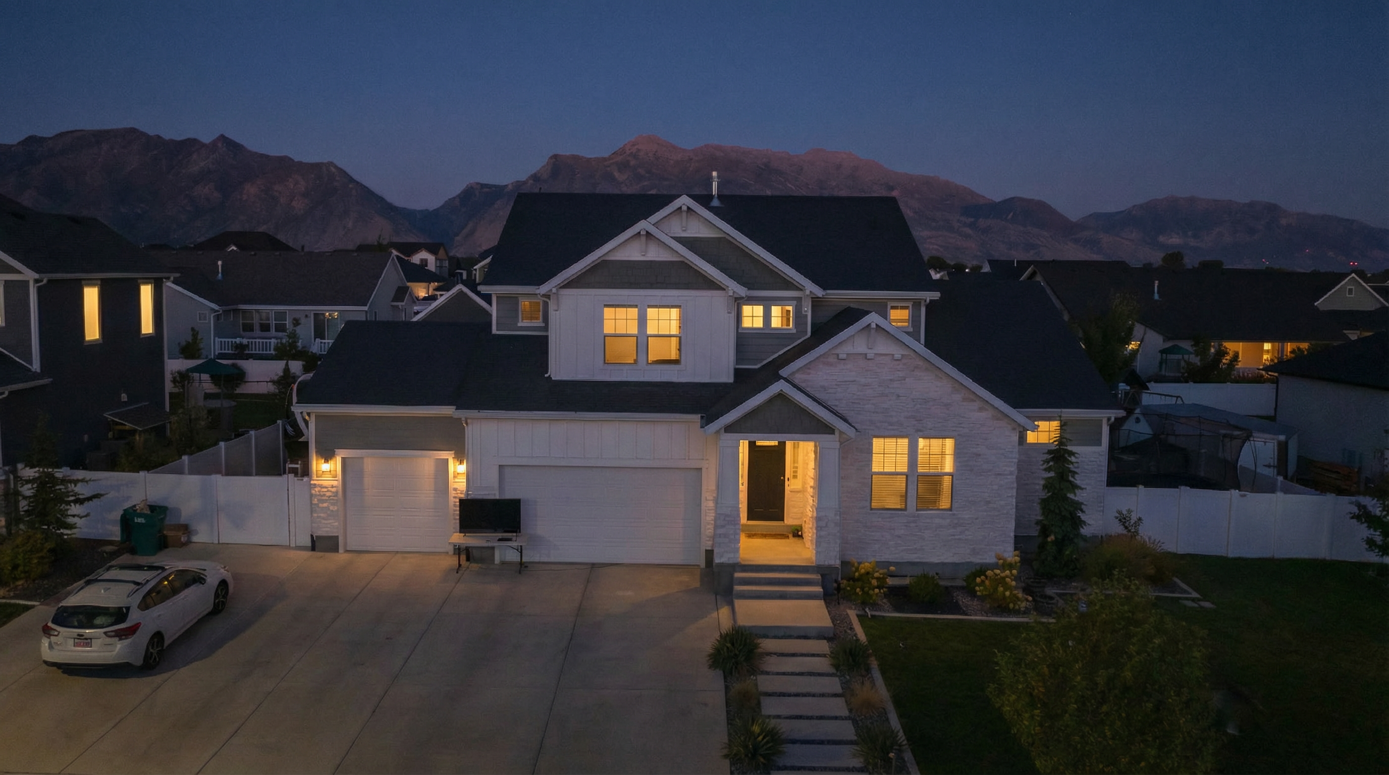 Austin home before permanent lighting installation